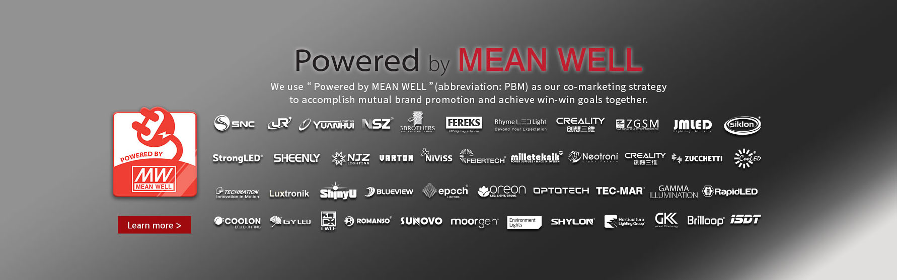 We us powered by mean well as our co-maketing strategy to accomplish mutual brand promotion and achieve win-win goals together